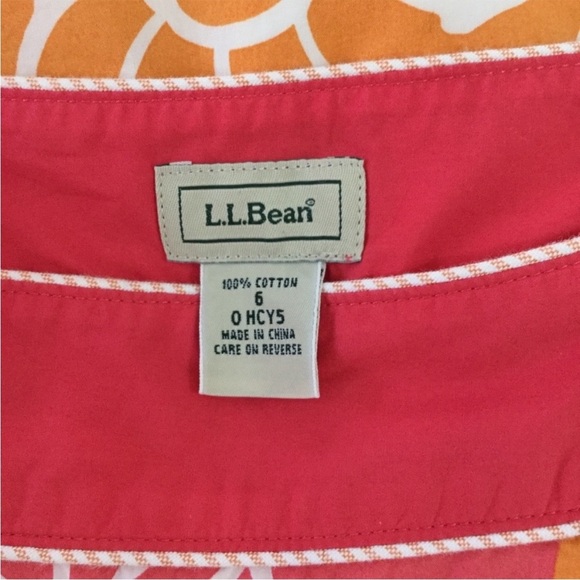 L.L. Bean Pink and Orange 100% Cotton Sea Shell Skirt S. 6 EUC - Picture 4 of 4